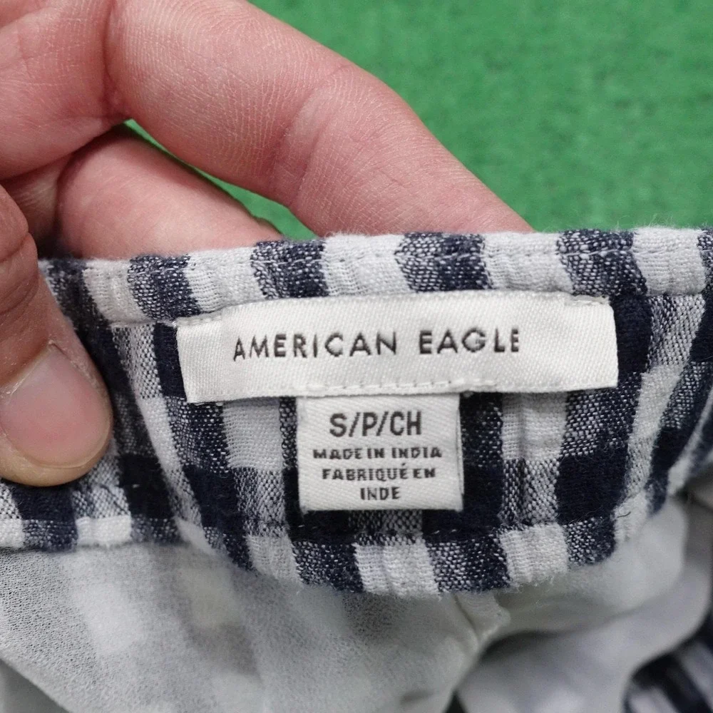 American Eagle Skirt Womens Small‎ Black White Gingham Check Mini Lined Casual